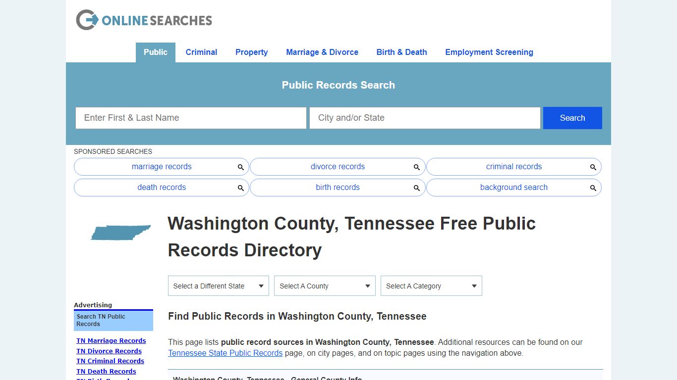 Washington County, Tennessee Public Records Directory